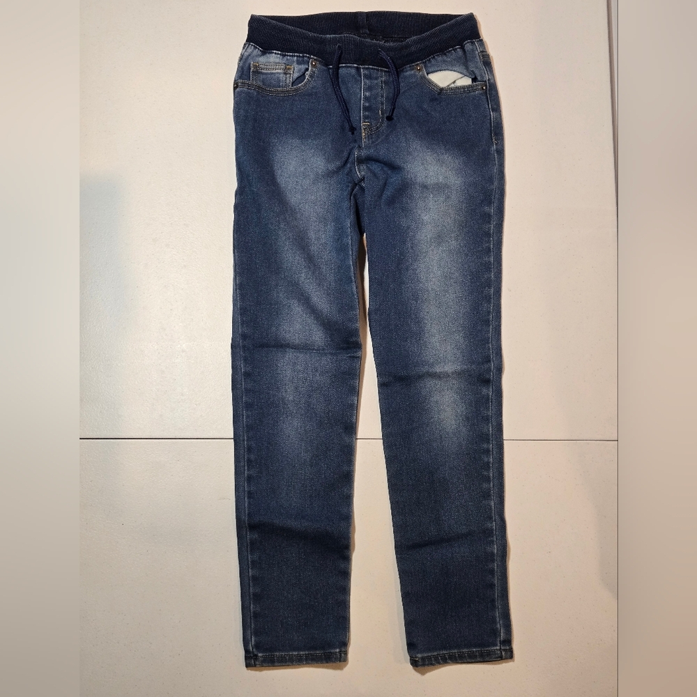 Cat & Jack Girls' Dark Blue Jeans With Elastic Waist